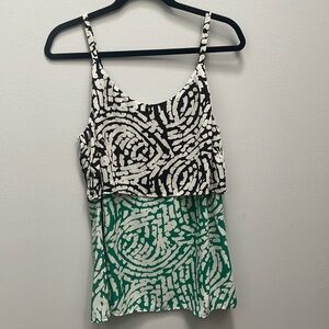 Cabi Hobnob green/black/white tank top/cami - size Medium